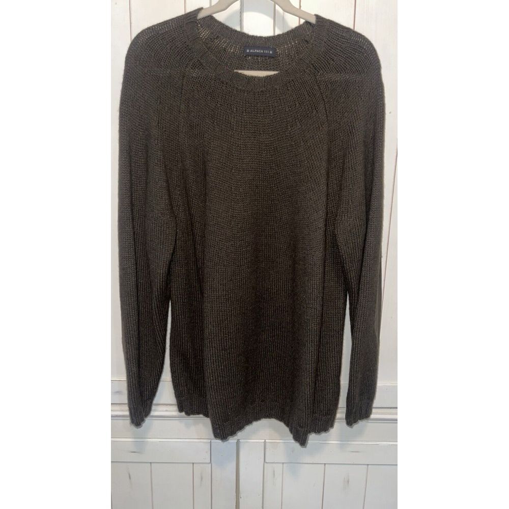 Peru  100% Baby‎ Alpaca 111 Sweater Men's XXL ,Cardigan With Elbow Pads , Brn